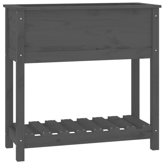 vidaXL Planter with Shelf Grey 82,5x34,5x81 cm Solid Wood Pine