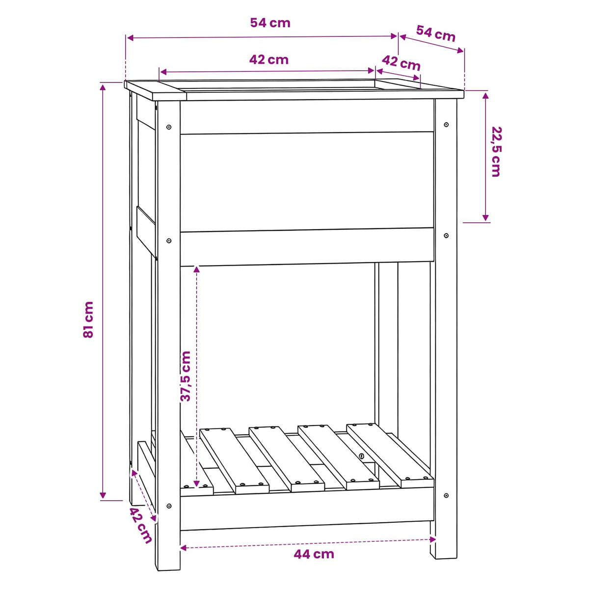 vidaXL Planter with Shelf Honey Brown 54x54x81 cm Solid Wood Pine