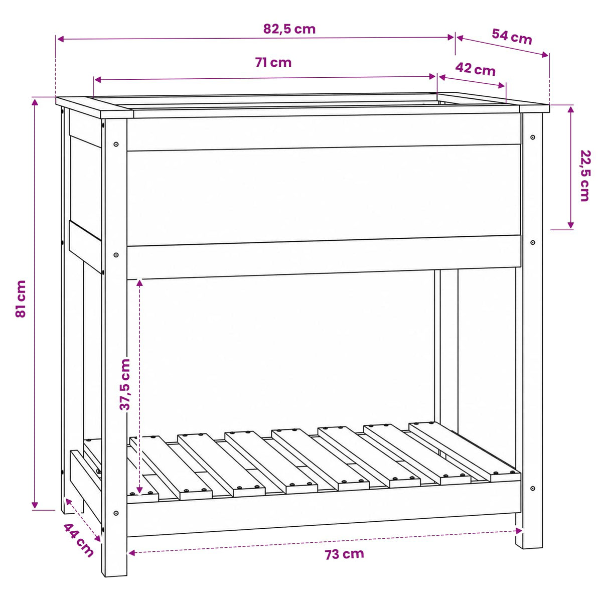 vidaXL Planter with Shelf White 82,5x54x81 cm Solid Wood Pine