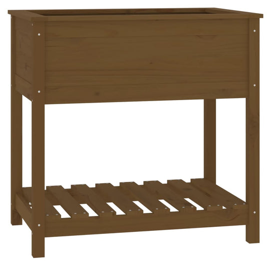 vidaXL Planter with Shelf Honey Brown 82.5x54x81 cm Solid Wood Pine