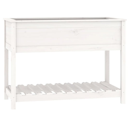vidaXL Planter with Shelf White 111,5x54x81 cm Solid Wood Pine