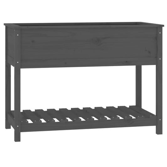 vidaXL Planter with Shelf Grey 111.5x54x81 cm Solid Wood Pine