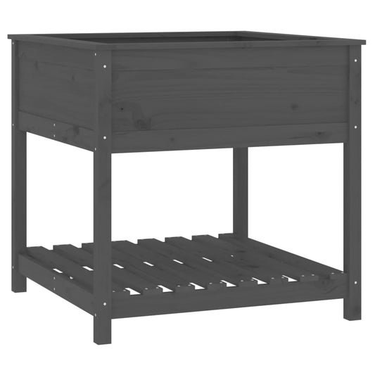 vidaXL Planter with Shelf Grey 82,5x82,5x81 cm Solid Wood Pine