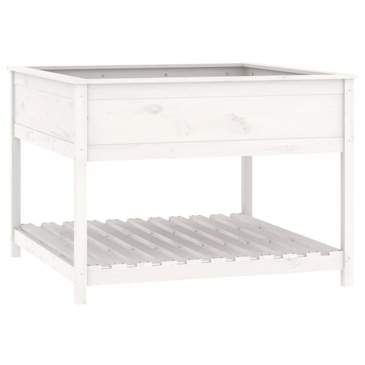 vidaXL Planter with Shelf White 111.5x111.5x81 cm Solid Wood Pine