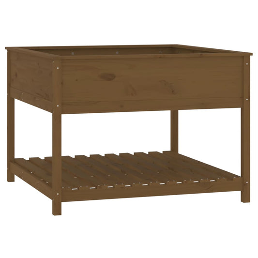 vidaXL Planter with Shelf Honey Brown 111,5x111,5x81 cm Solid Wood Pine