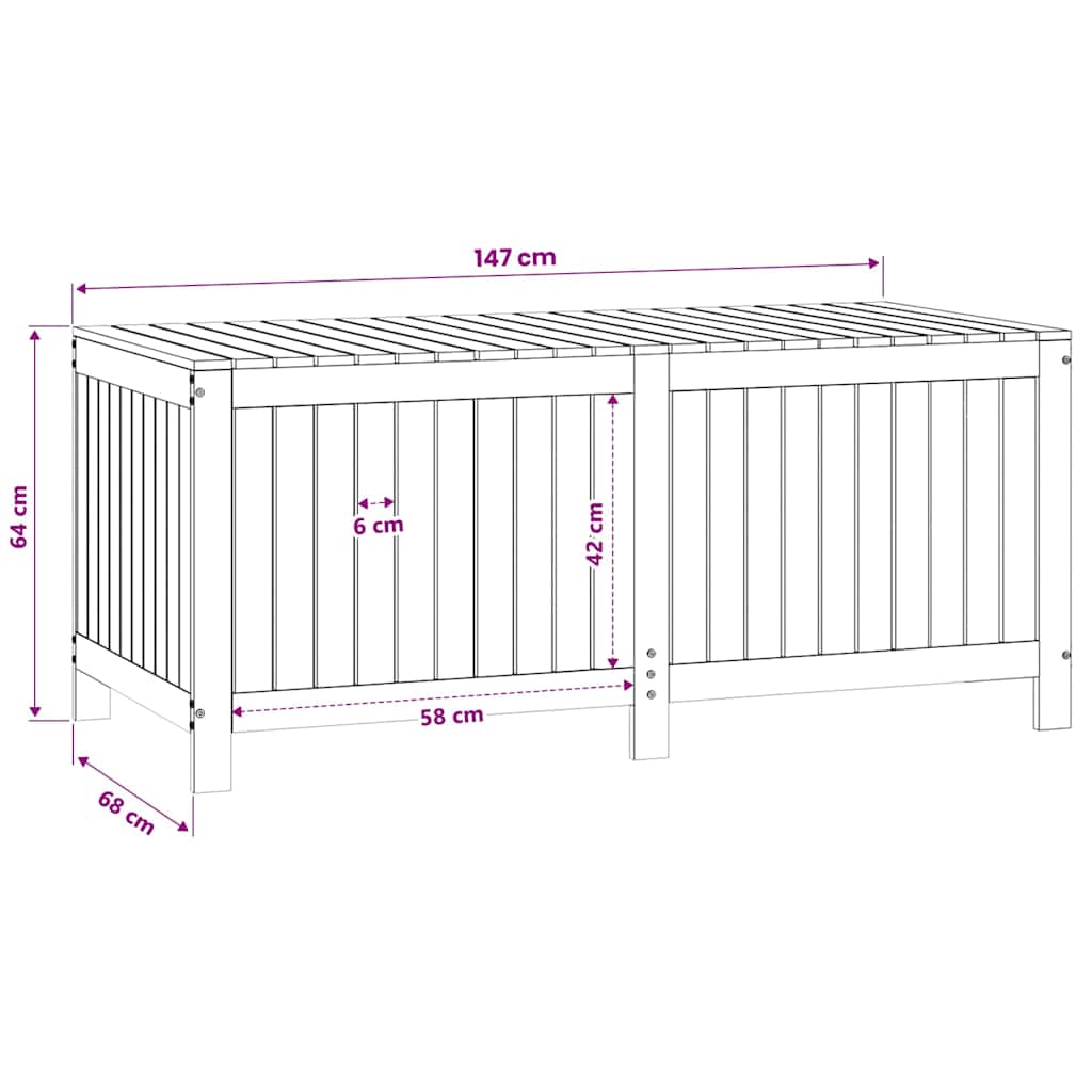 vidaXL Garden Storage Box Grey 147x68x64 cm Solid Wood Pine