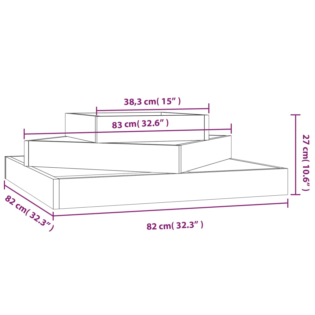 vidaXL Planter 83x83x27 cm Solid Wood Pine