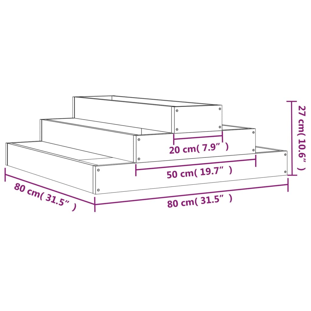 vidaXL Planter Honey Brown 80x80x27 cm Solid Wood Pine