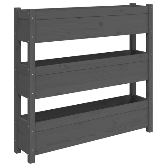 vidaXL Planter Grey 112x25x104,5 cm Solid Wood Pine