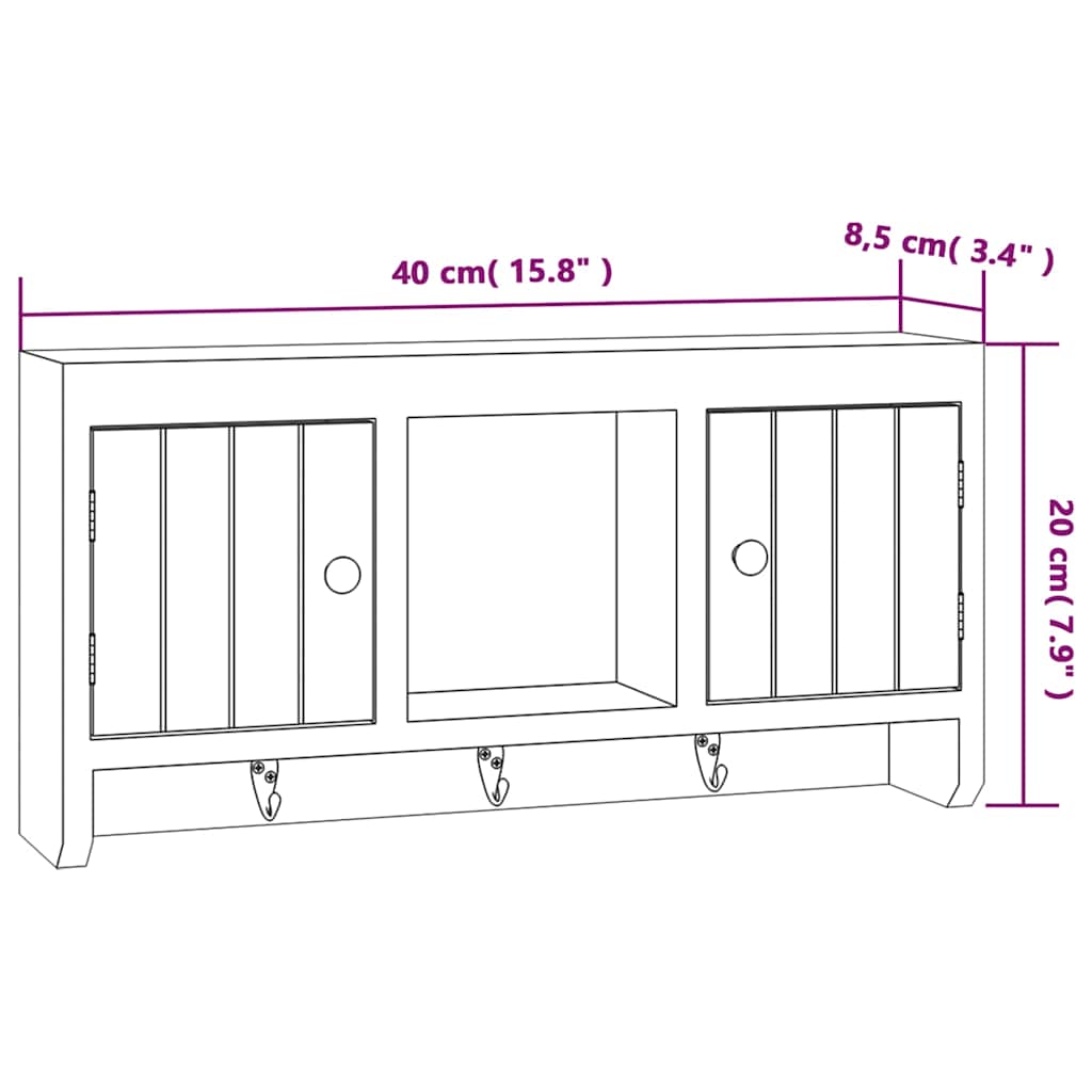 vidaXL Key Cabinet White 40x8,5x20 cm Engineered Wood&Steel