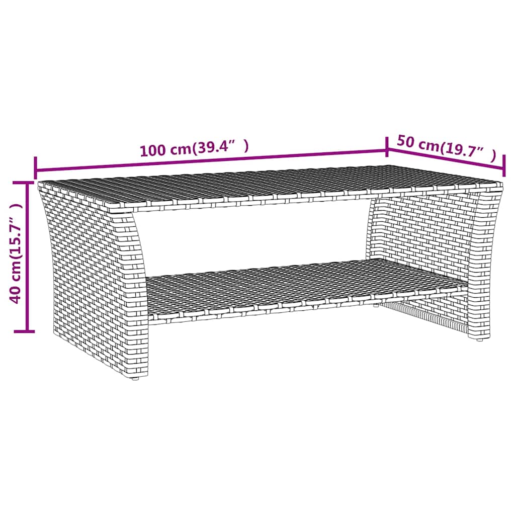 vidaXL Coffee Table Black 100x50x40 cm Poly Rattan