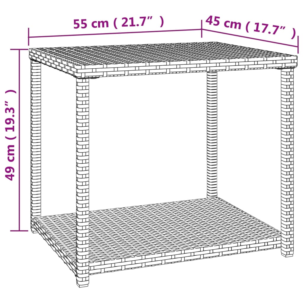vidaXL Side Table Black 55x45x49 cm Poly Rattan