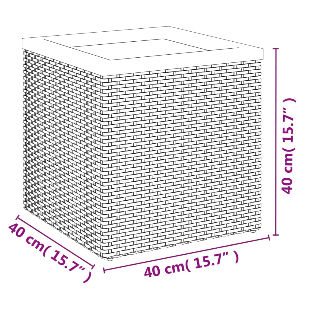 vidaXL Planter Black 40x40x40 cm Poly Rattan