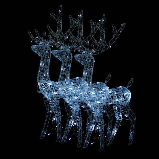 vidaXL Acrylic Reindeer Christmas Decorations 3 pcs 128 cm Cold White