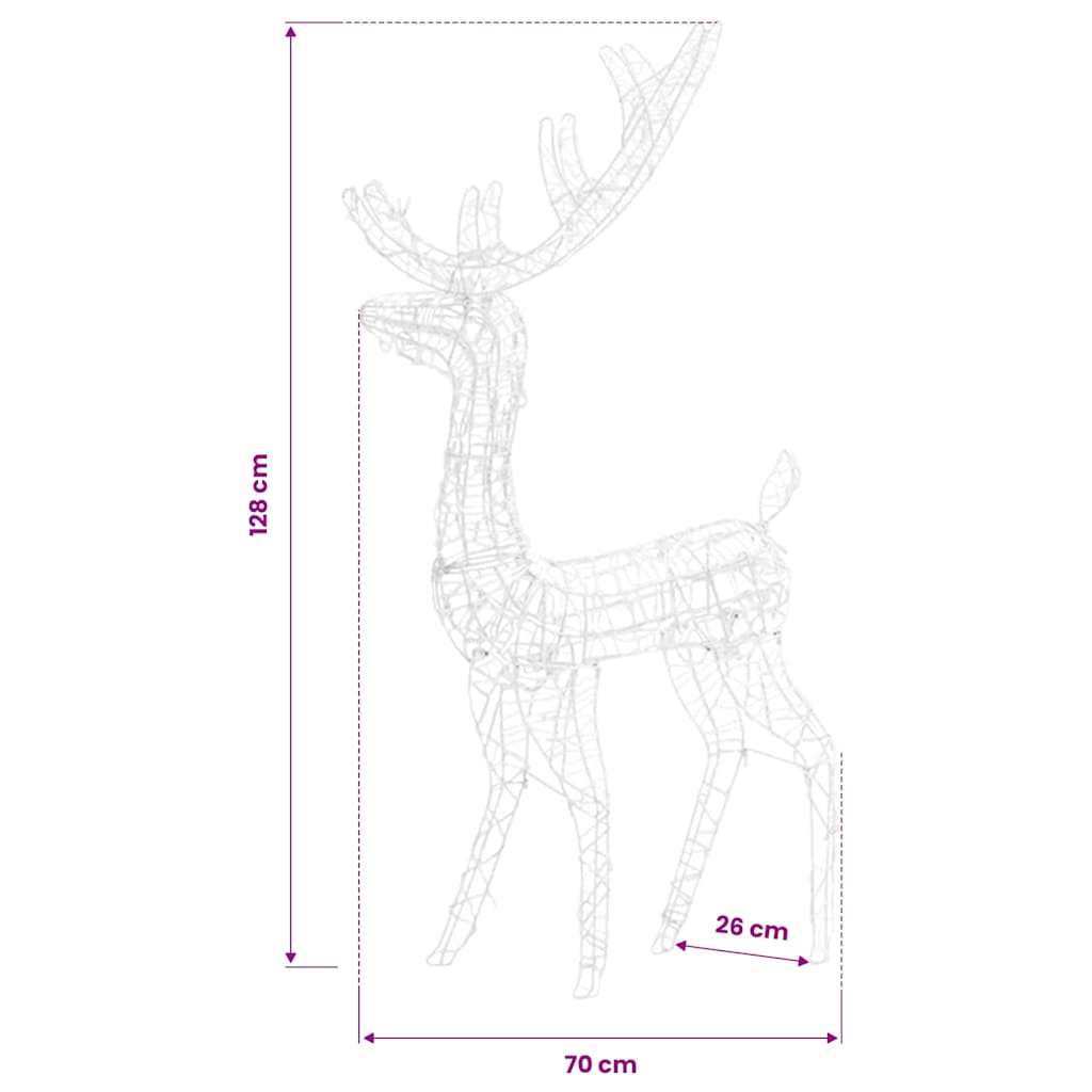 vidaXL Acrylic Reindeer Christmas Decorations 2 pcs 120cm Multicolour