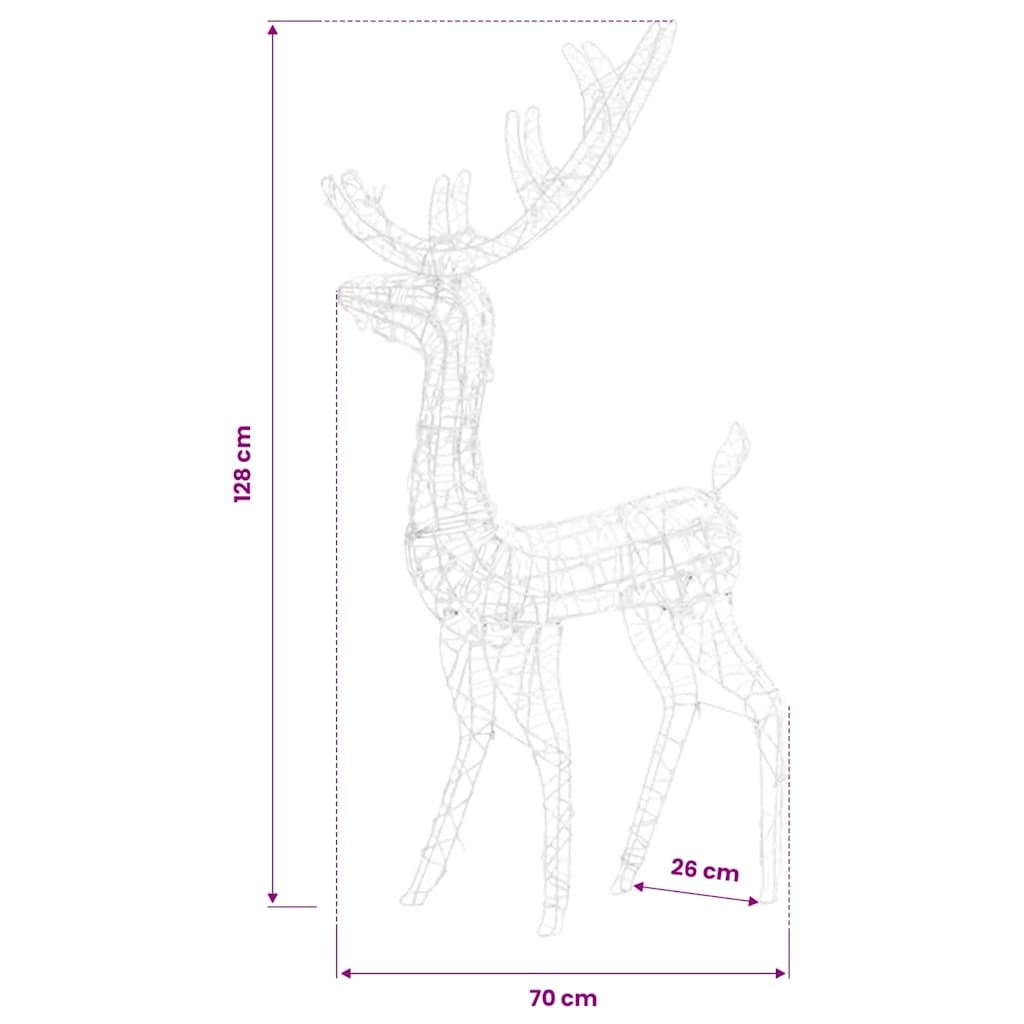 vidaXL Acrylic Reindeer Christmas Decorations 3 pcs 120cm Multicolour