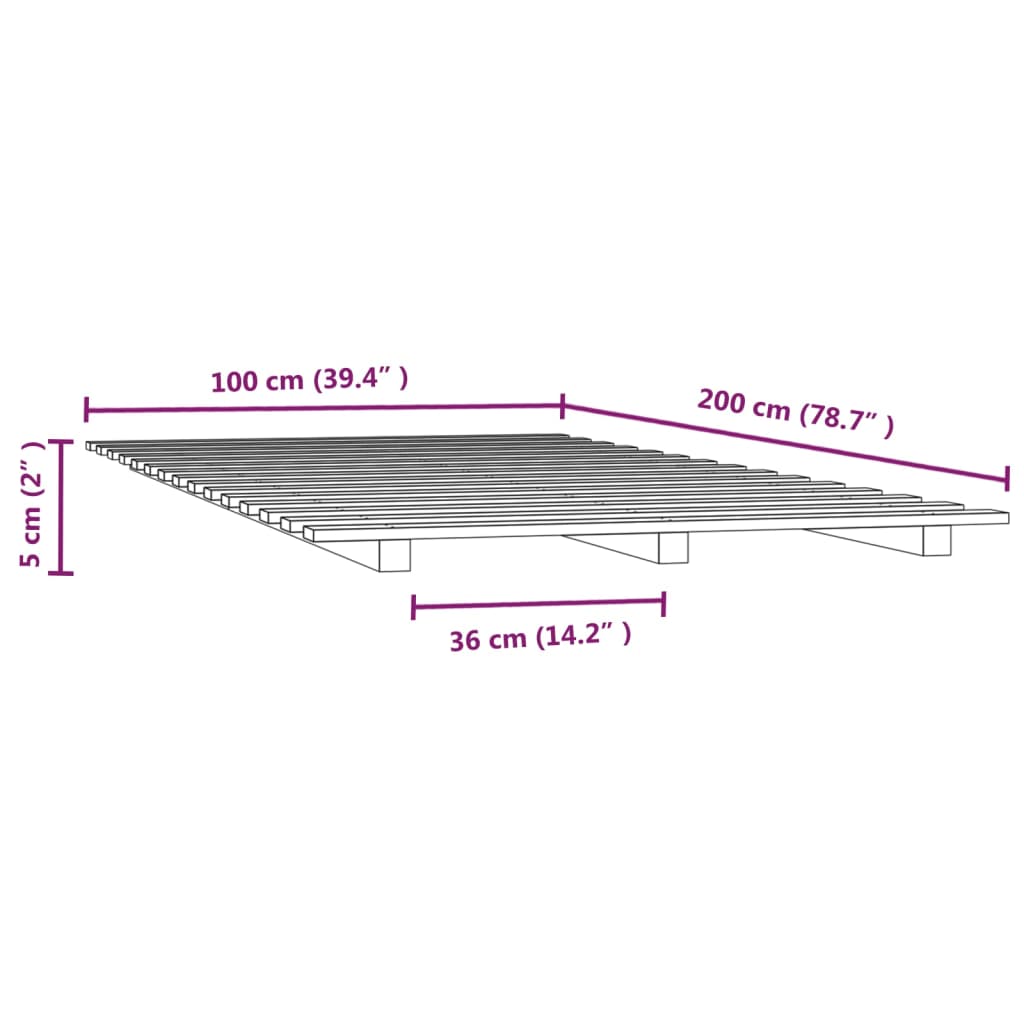 vidaXL Bed Frame without Mattress White 100x200 cm Solid Wood Pine