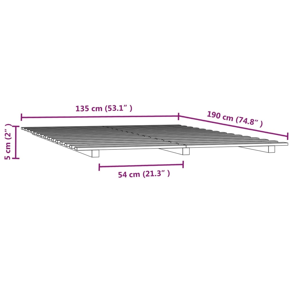 vidaXL Bed Frame without Mattress White 135x190 cm Solid Wood Pine