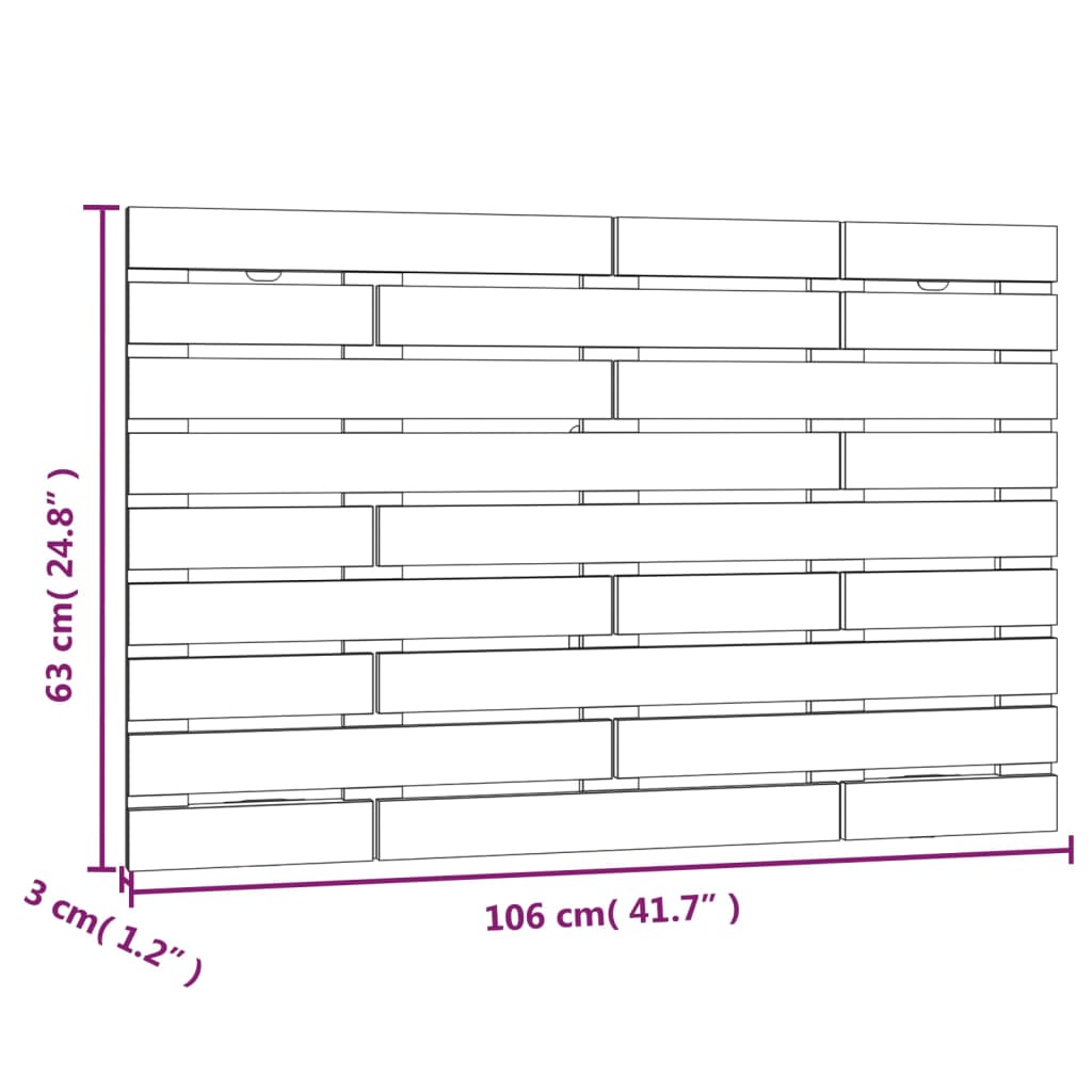vidaXL Wall Headboard Grey 106x3x63 cm Solid Wood Pine