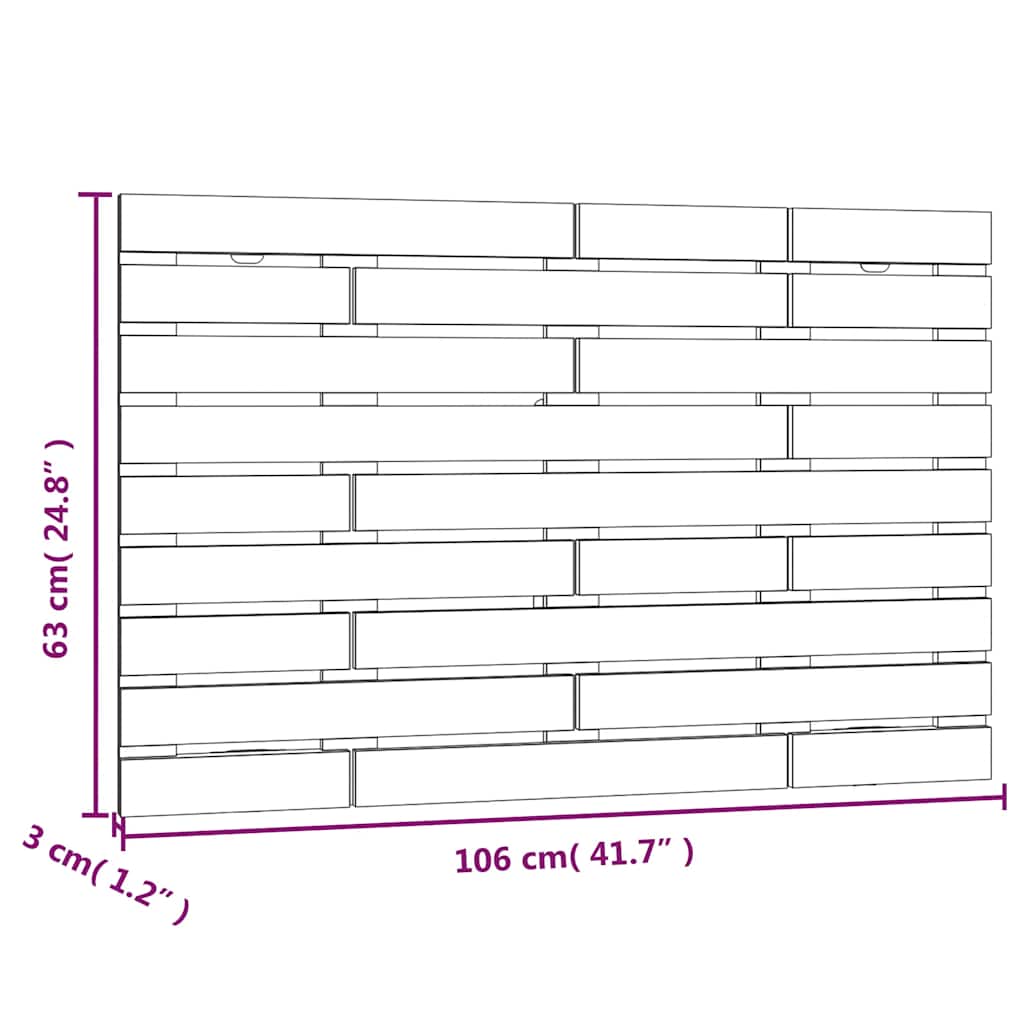 vidaXL Wall Headboard Black 106x3x63 cm Solid Wood Pine