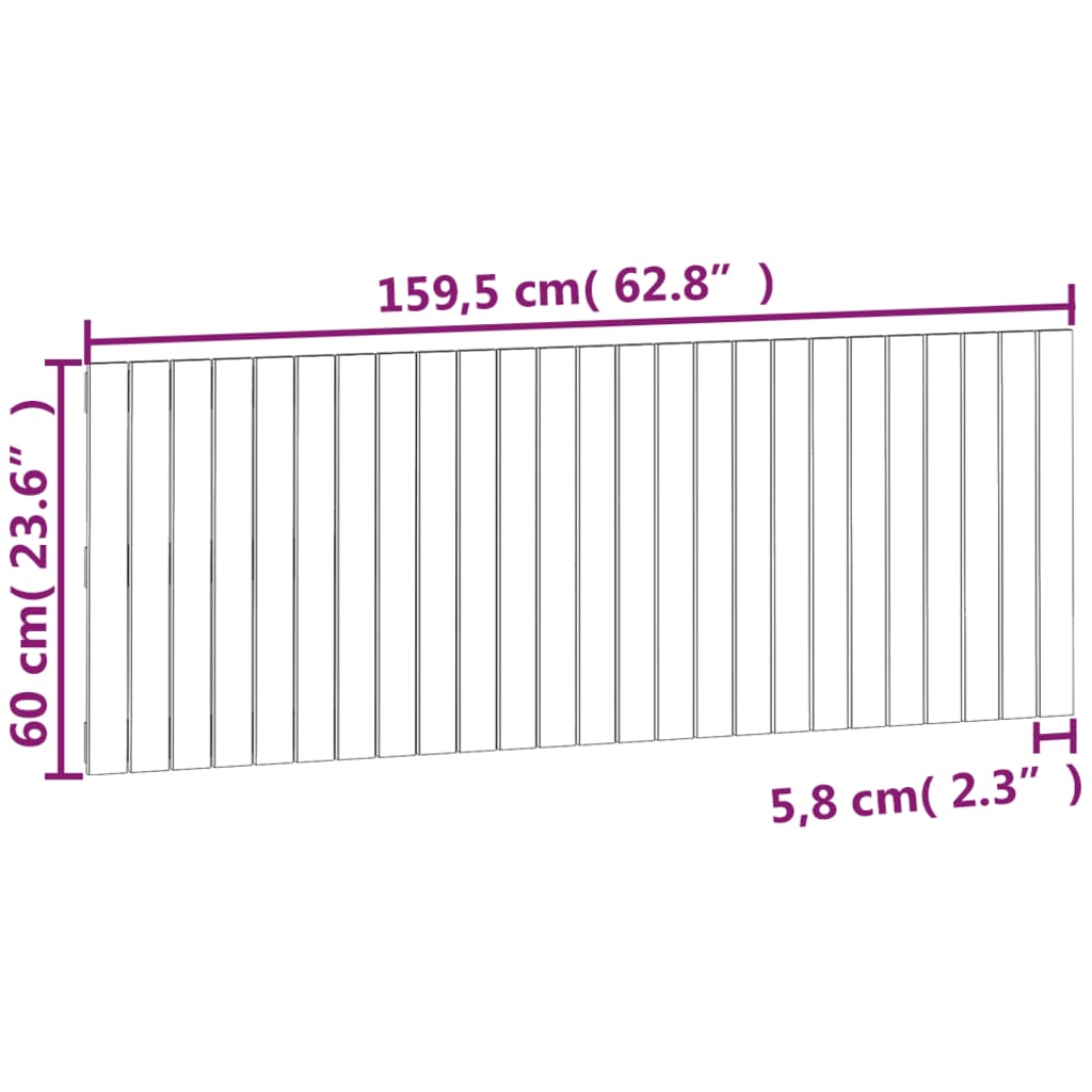 vidaXL Wall Headboard White 159.5x3x60 cm Solid Wood Pine