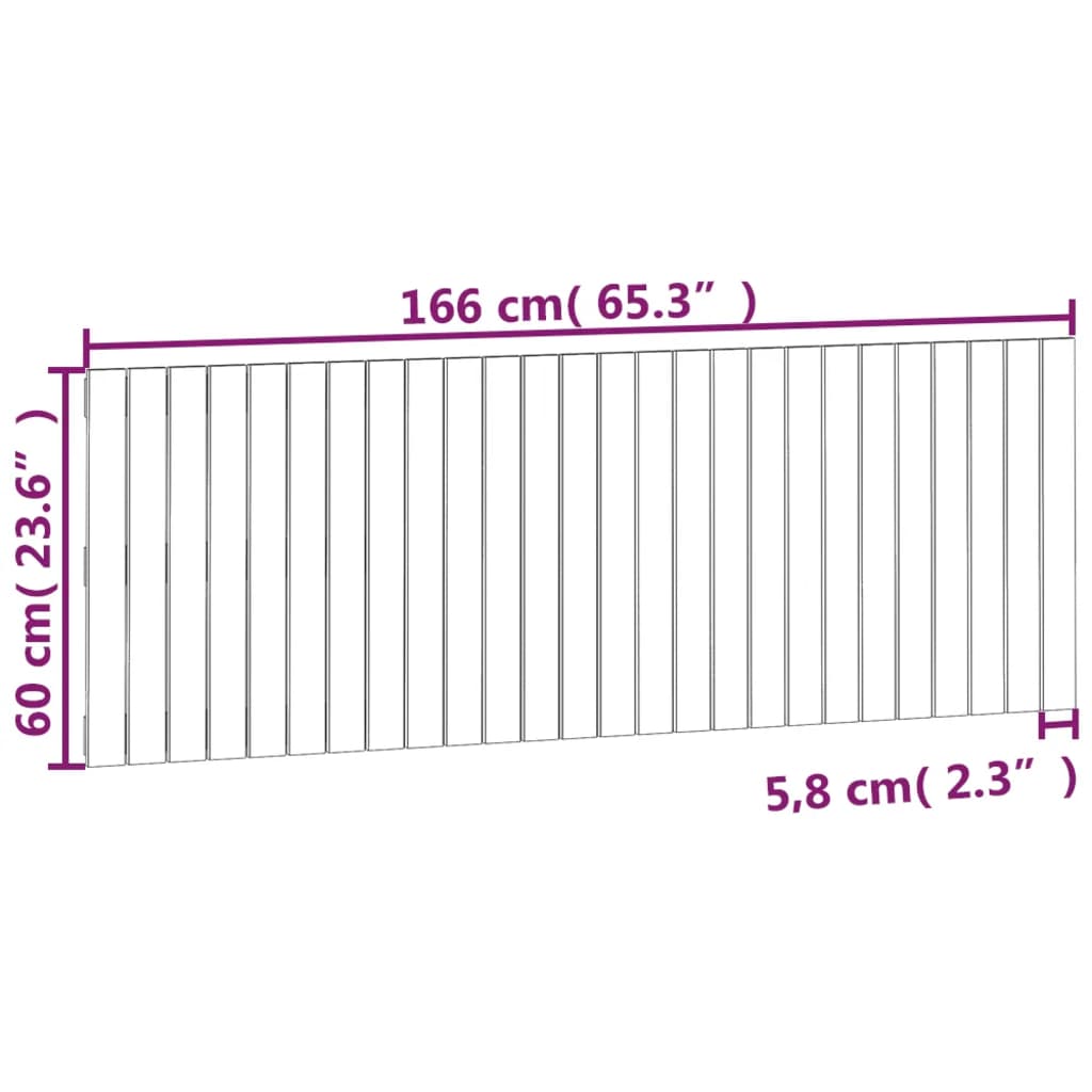 vidaXL Wall Headboard 166x3x60 cm Solid Wood Pine