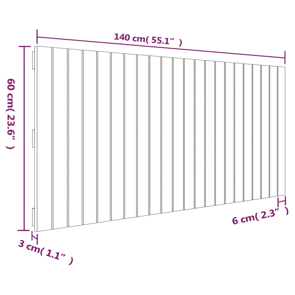 vidaXL Wall Headboard 140x3x60 cm Solid Wood Pine