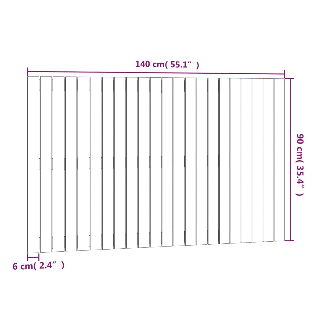 vidaXL Wall Headboard White 140x3x90 cm Solid Wood Pine