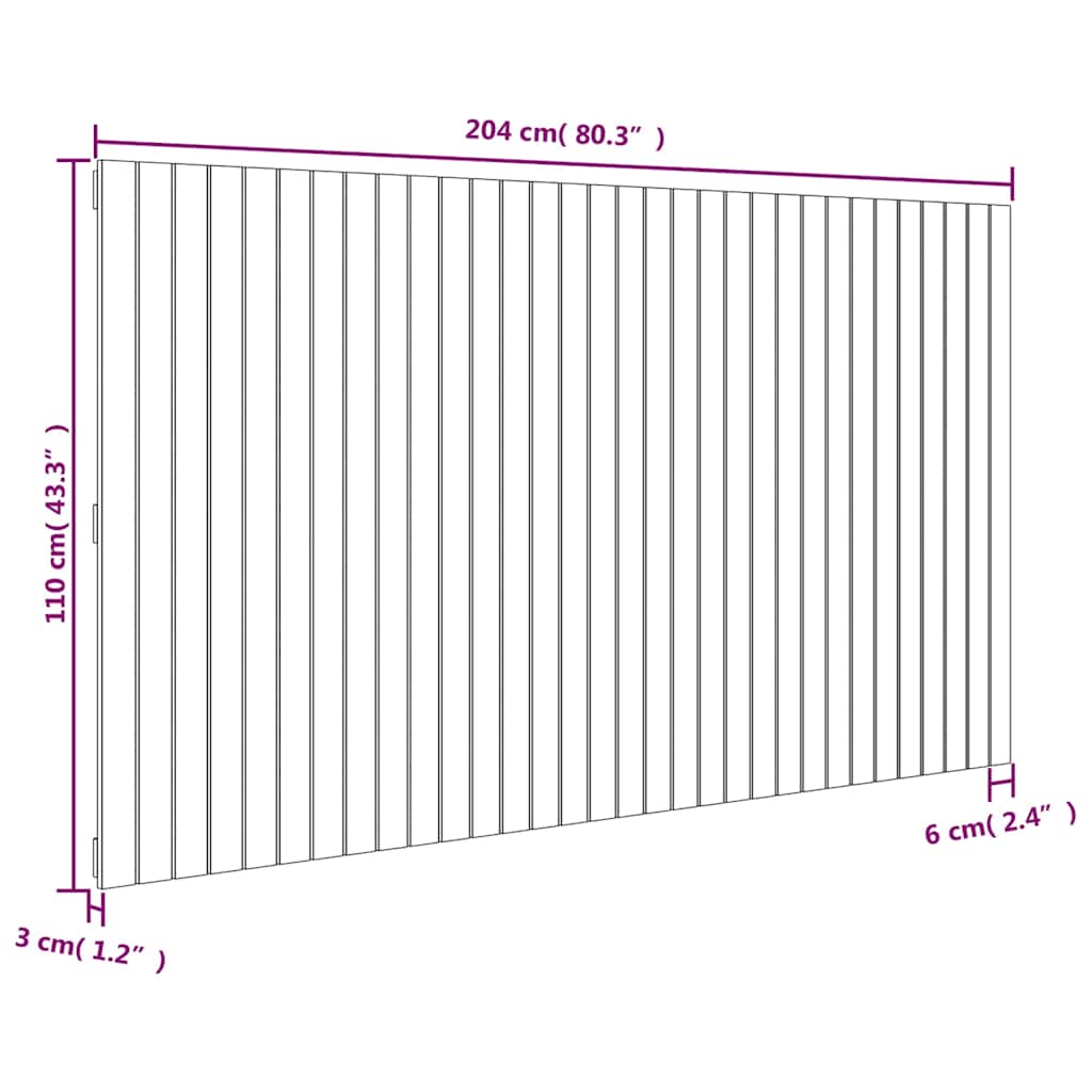 vidaXL Wall Headboard Honey Brown 204x3x110 cm Solid Wood Pine