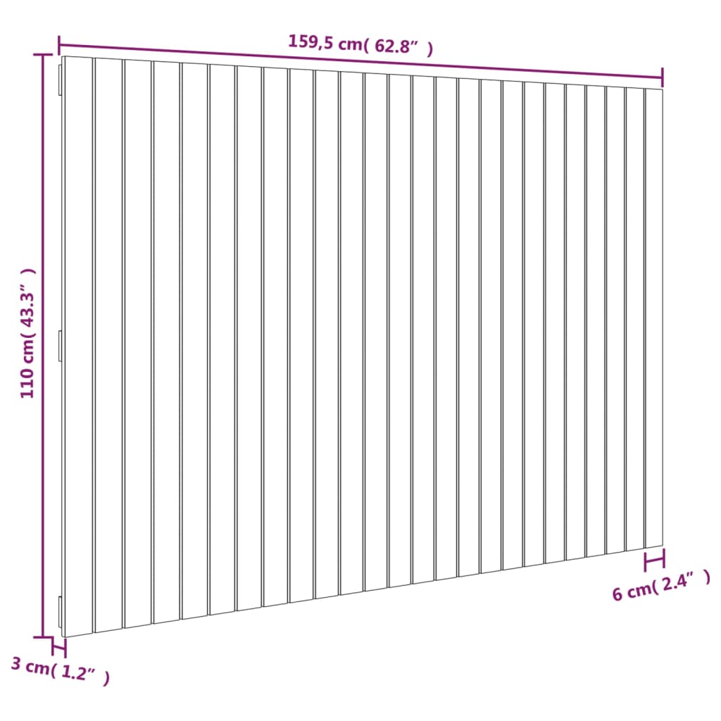 vidaXL Wall Headboard Honey Brown 159.5x3x110 cm Solid Wood Pine