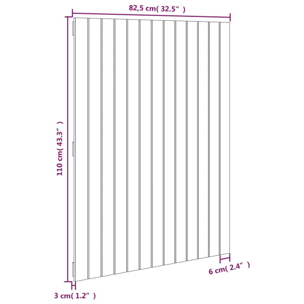 vidaXL Wall Headboard White 82.5x3x110 cm Solid Wood Pine