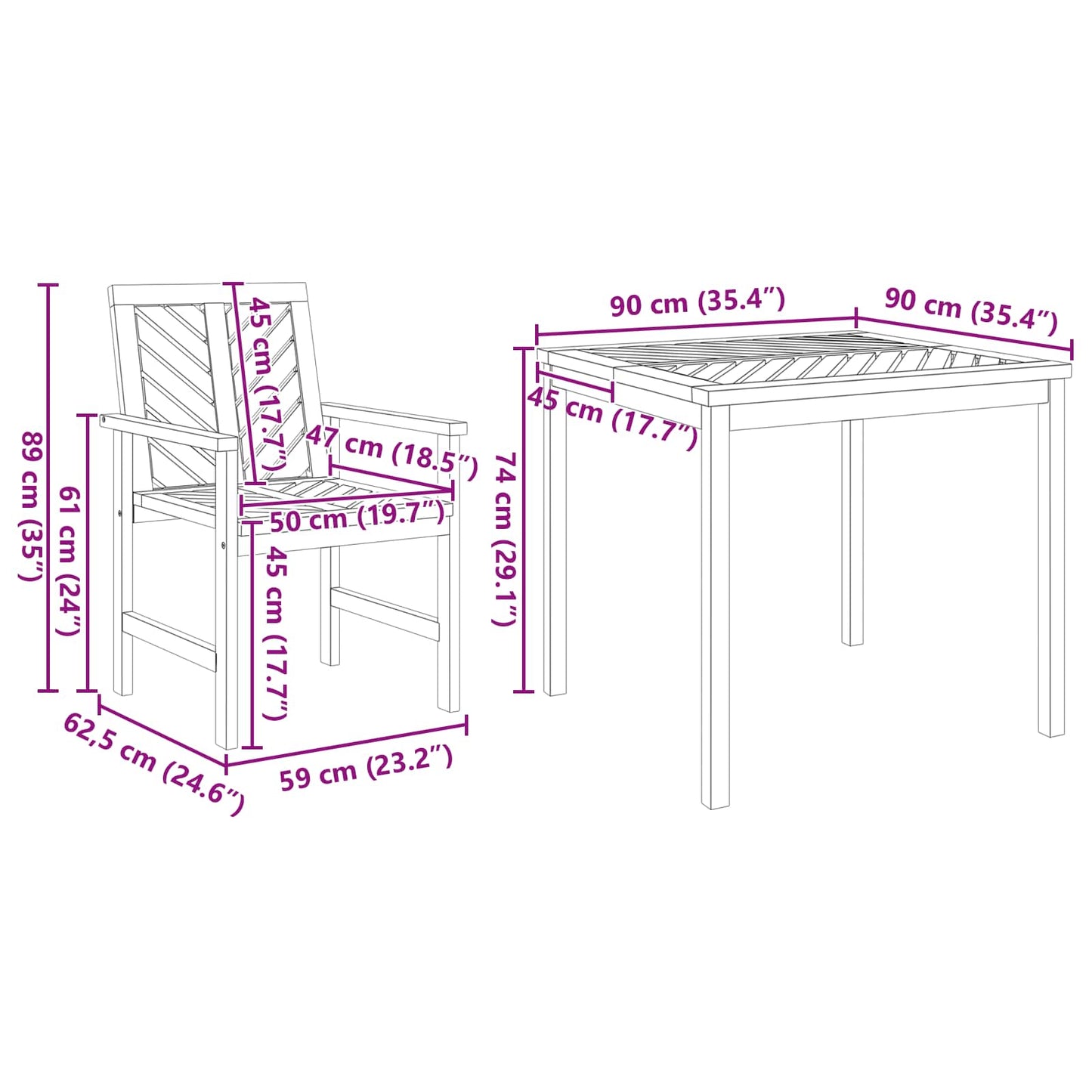 vidaXL Garden Dining Set 5 pcs Brown Solid Acacia Wood