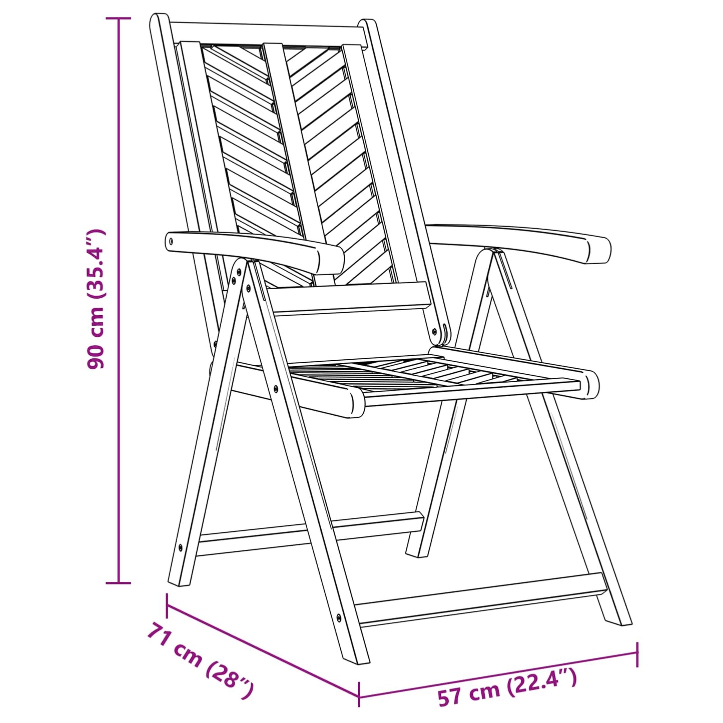 vidaXL Garden Chair 8 pcs Brown 57 x 72 x 109 cm Solid Acacia Wood