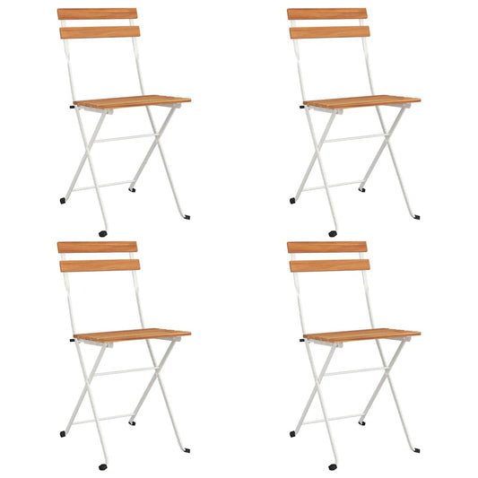 vidaXL Folding Chairs 4 pcs Solid Wood Acacia and Steel
