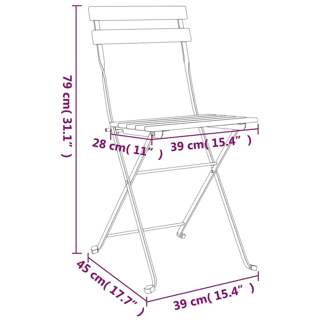 vidaXL Folding Chairs 4 pcs Solid Wood Acacia and Steel