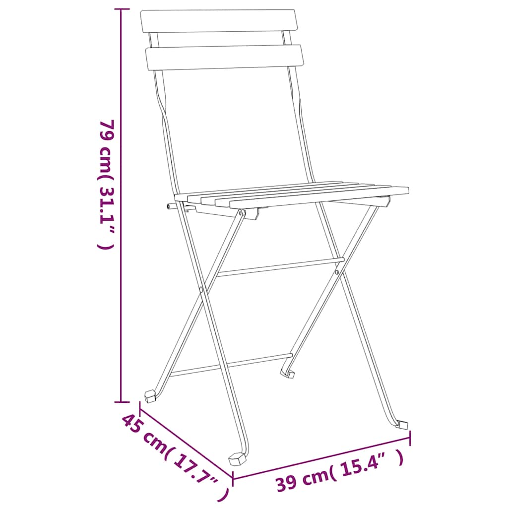 vidaXL Folding Chairs 4 pcs Solid Wood Teak and Steel