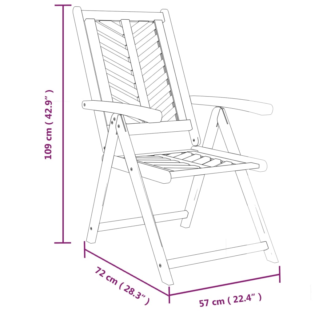 vidaXL Reclining Garden Chairs 3 pcs Solid Wood Acacia