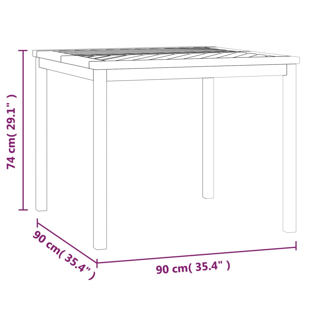 vidaXL Garden Dining Table 90x90x74 cm Solid Wood Acacia
