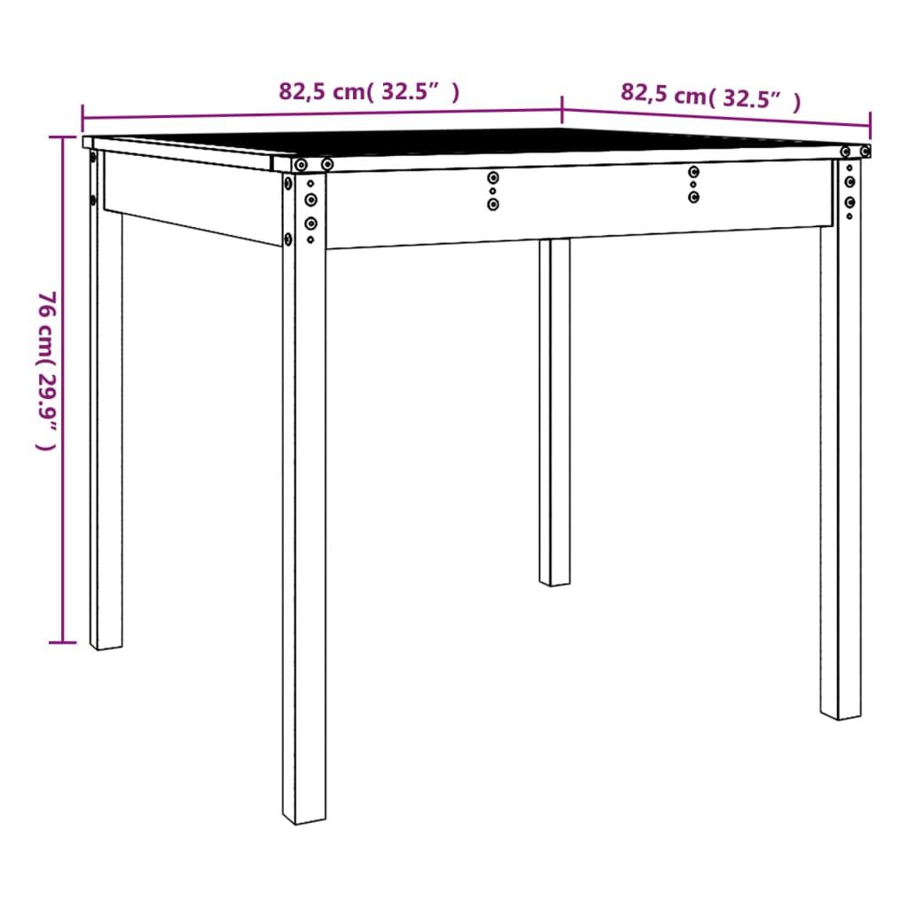vidaXL Garden Table 82.5x82.5x76 cm Solid Wood Douglas