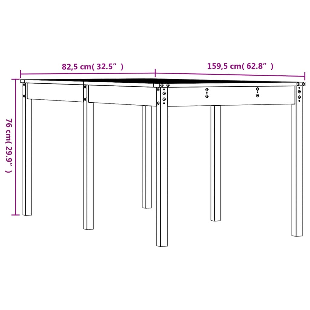 vidaXL Garden Table 159,5x82,5x76 cm Solid Wood Douglas
