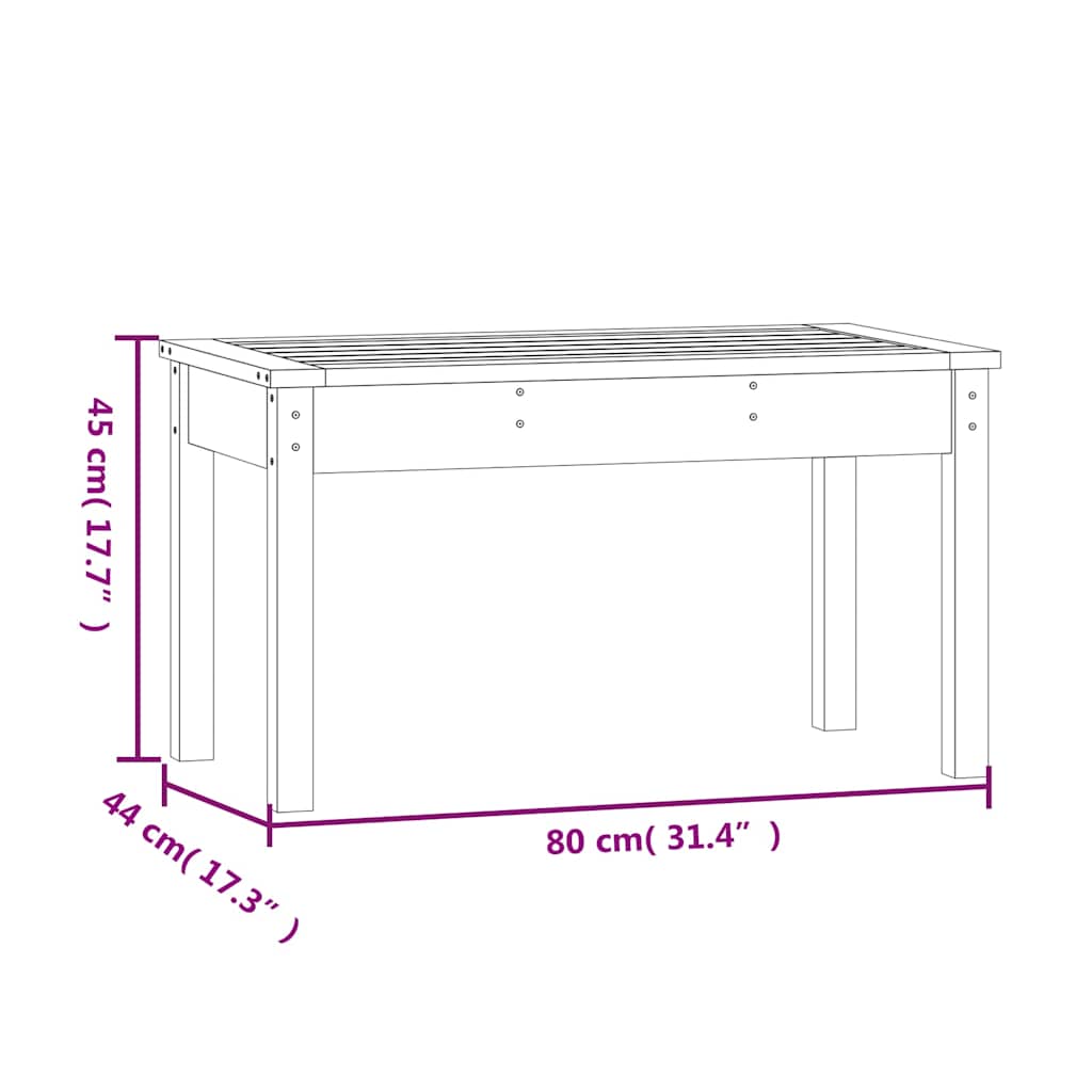 vidaXL Garden Bench Black 80x44x45 cm Solid Wood Pine