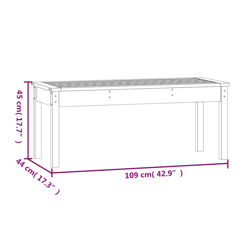 vidaXL Garden Bench Grey 109x44x45 cm Solid Wood Pine