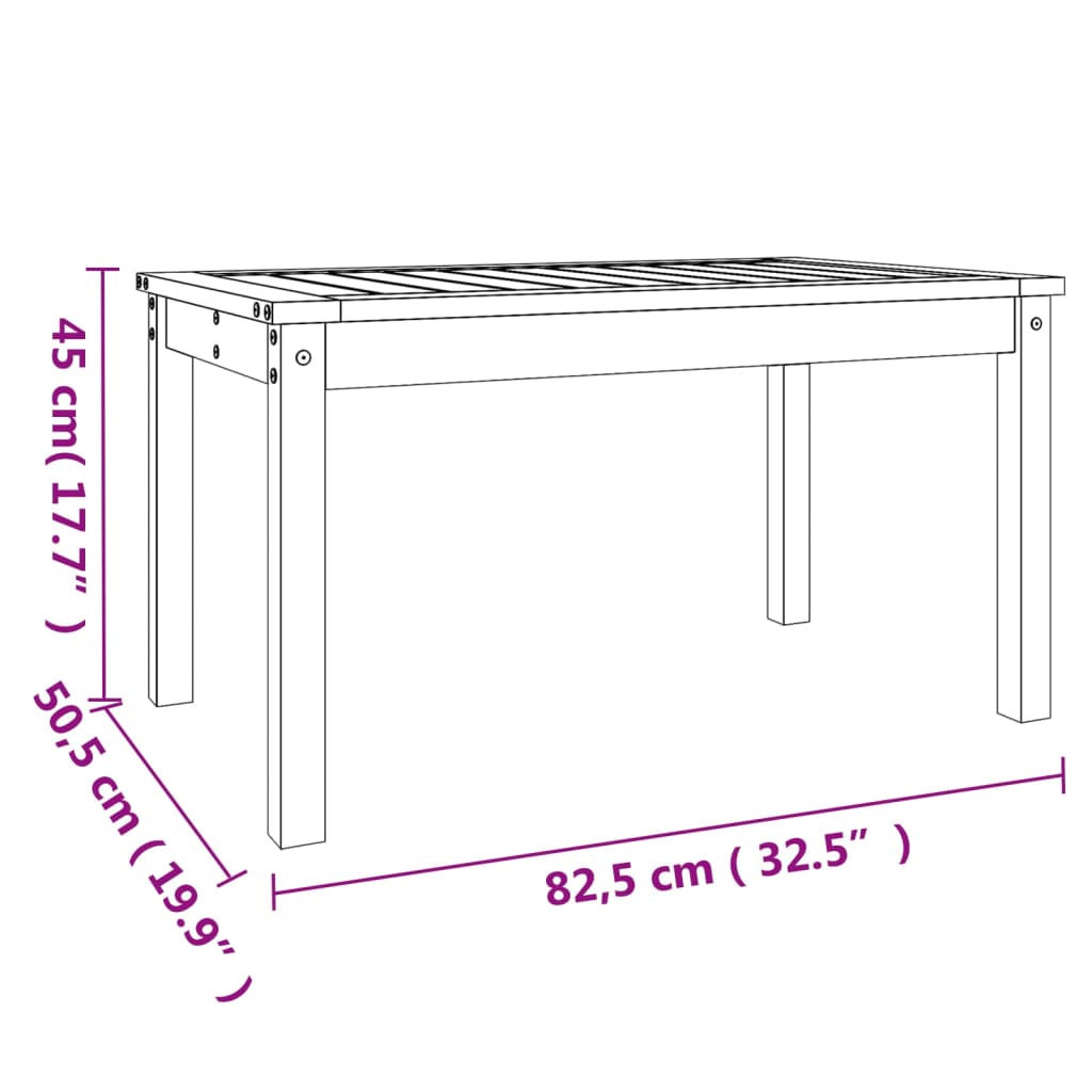 vidaXL Garden Table 82.5x50.5x45 cm Solid Wood Pine