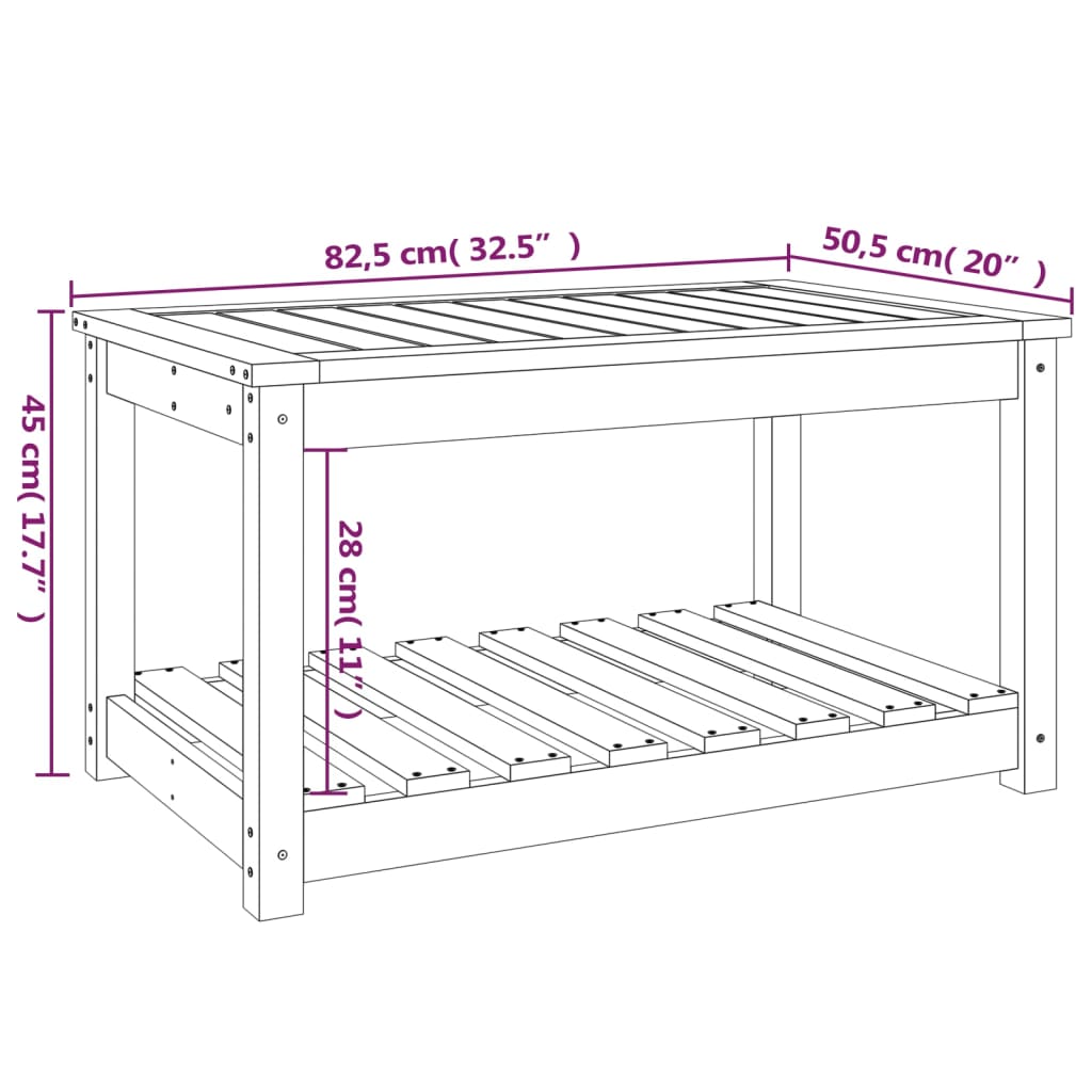 vidaXL Garden Table 82.5x50.5x45 cm Solid Wood Douglas