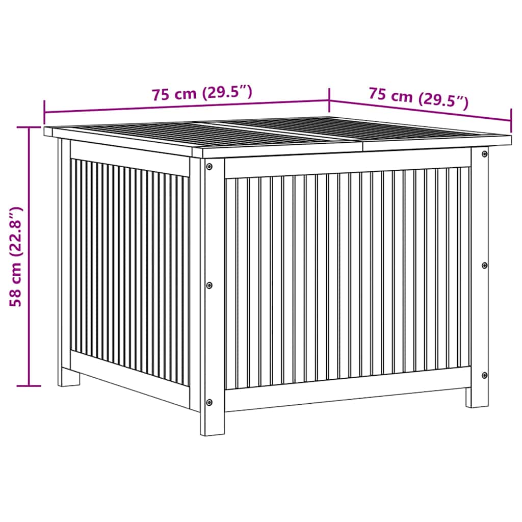 vidaXL Garden Storage Box 75x75x58 cm Solid Wood Acacia