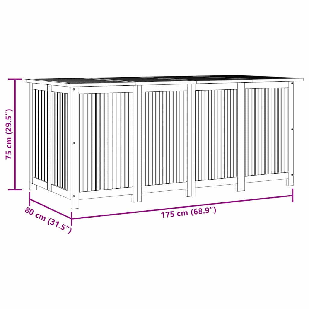 vidaXL Garden Storage Box 175x80x75 cm Solid Wood Acacia