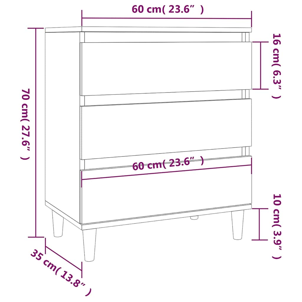 vidaXL Sideboard White 60x35x70 cm Engineered Wood