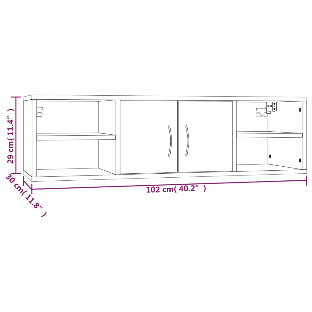 vidaXL Wall Shelf Grey Sonoma 102x30x29 cm Engineered Wood
