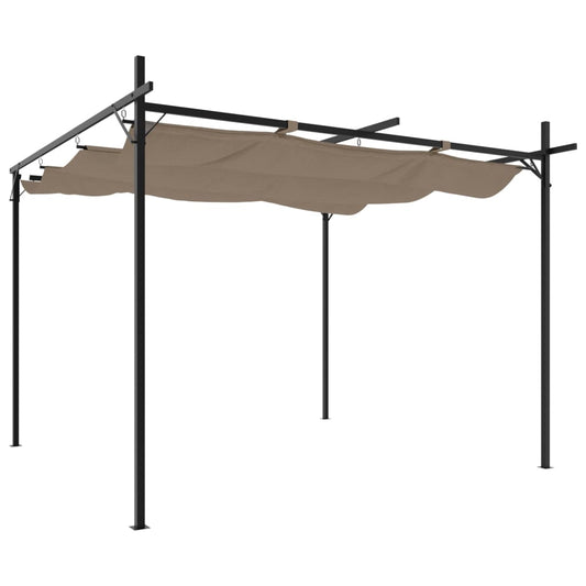 vidaXL Pergola with Retractable Roof Taupe 295x292x230 cm
