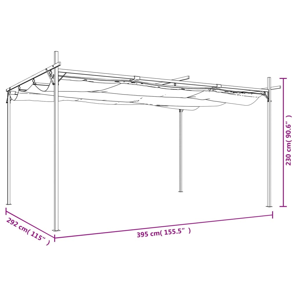 vidaXL Pergola with Retractable Roof Anthracite 395x292x230 cm